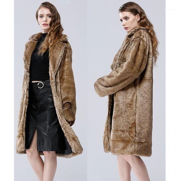 

2020 winter mink coat female new haining mid-length hooded long-sleeved fashion coat lantern sleeve, Black