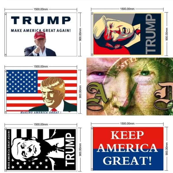 Rendere Keep America Great Again Flags Donald Trump 2024 Banner Presidenti degli Stati Uniti in colore rosso blu