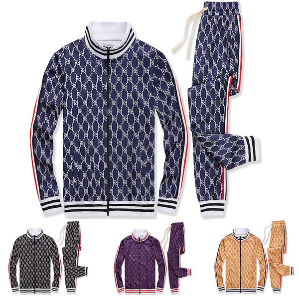 

new gentlemen suit men tracksuit set male plaid men casual zipper set sweatshirt pocket fashion jackets tracksuits sets mens set x1218, Gray