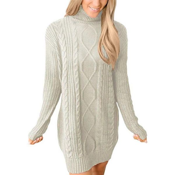 

2021 winter women dress long sweater turtleneck sweater pullover famale christmas knitted dress autumn women casual minidress, White;black