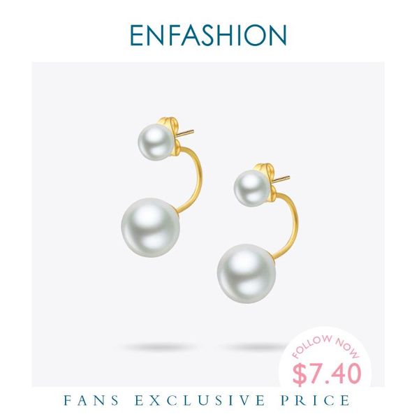 

enfashion двойные жемчужные серьги серьги из нержавеющей стали золото цветные серьги из нержавеющей стали для женщин мода ювелирные изделия, Golden;silver