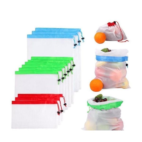 

reusable produce mesh shopping bags eco-friendly mesh vegetable fruit toys storage pouch hand totes jllhqe mx_home