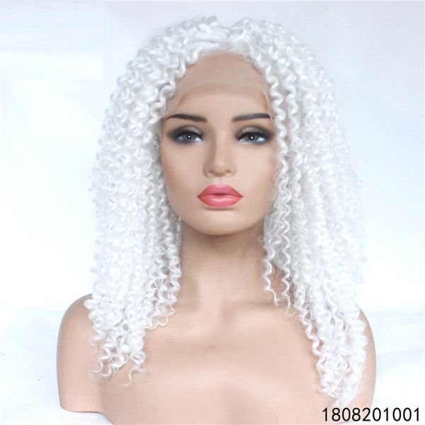 

white color synthetic simulation human hair lace front wigs 14~26 inches perruques 1808201001, Black;brown