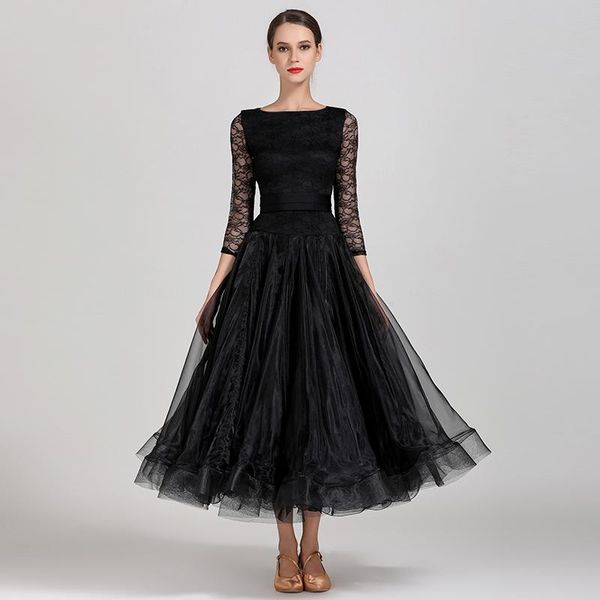 

stage wear modern dance costume women ladies dancewear waltzing tango dancing dress ballroom evening party, Black;red