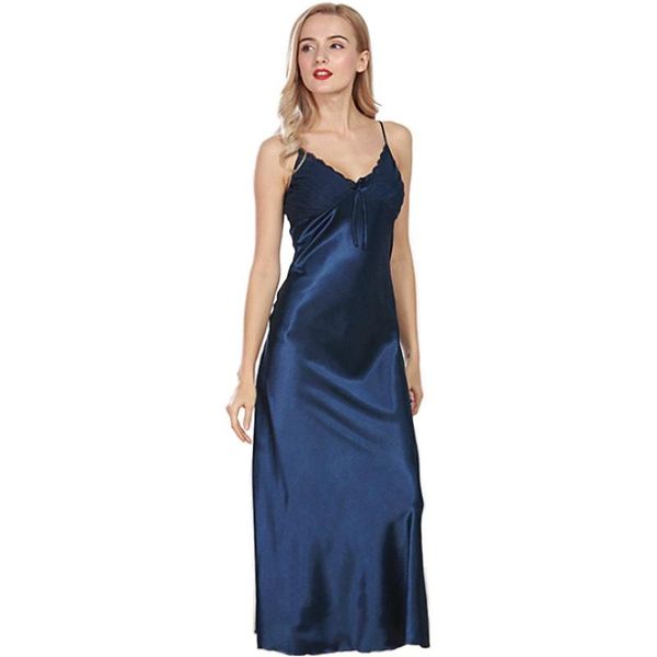 

chemise sleep lounge night silk dress elegant ladies nightwear plus size summer long nightgowns sleepshirts satin sleepwear, Black;red