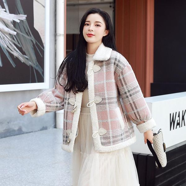 

new elegant fashion women winter autumn imitation cashmere plus velvet thick jacket coat, Black;brown