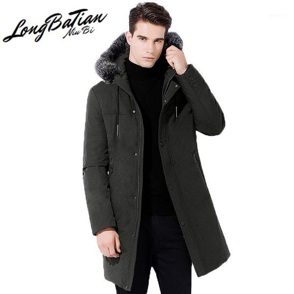 

men's down & parkas duck jacket winter men clothes 2021 streetwear fashion fur collar hooded coat parka doudoune homme zl3921, Black
