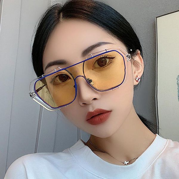 

flat oversized square sunglasses women gradient 2021 summer style classic women sun glasses female big square eyewear uv400, White;black