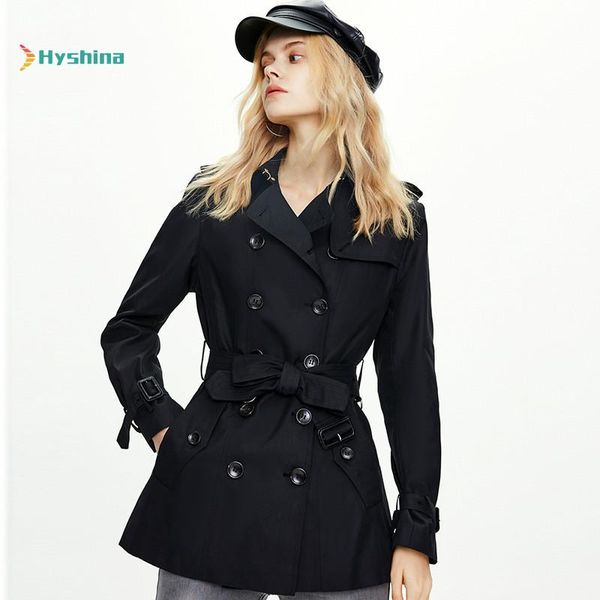 

women's trench coats coat leisure double breasted original design s-xxl large size, Tan;black