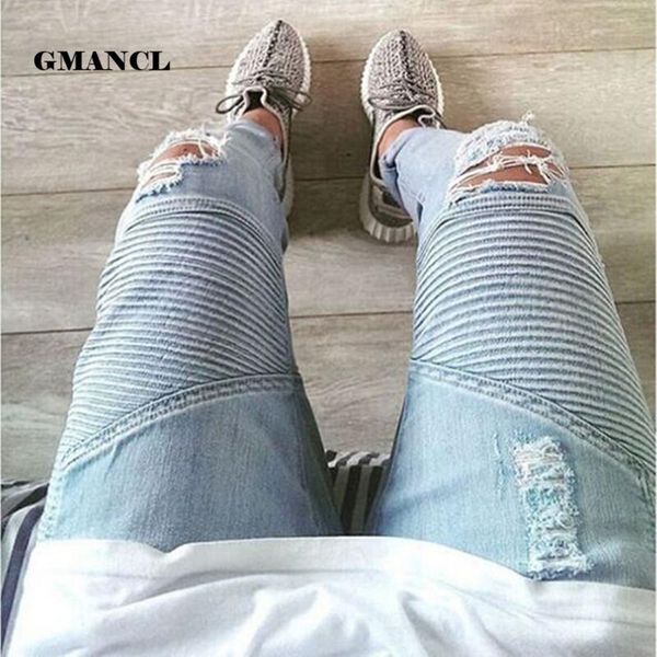 

mens skinny biker jeans men 2021 hi-street ripped rider denim jeans motorcycle runway slim fit washed moto denim pants joggers, Blue