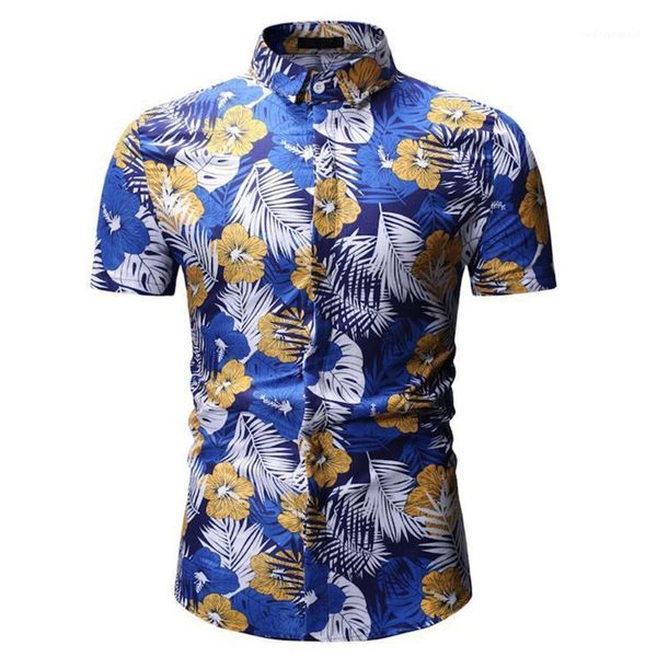 

men's casual shirts print fashion summer large slim daily short sleeve beach men shirt1, White;black