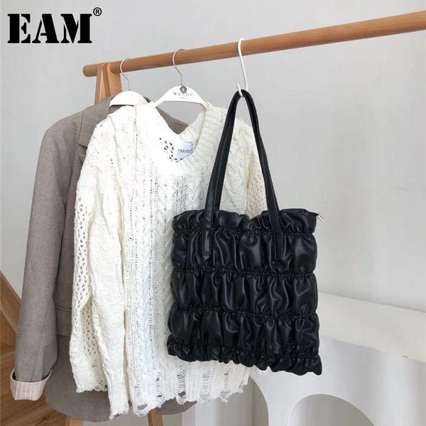 

cross body [eam] women wrinkled tote bag handbag pu leather personality all-match crossbody shoulder fashion tide 2021 18a1703