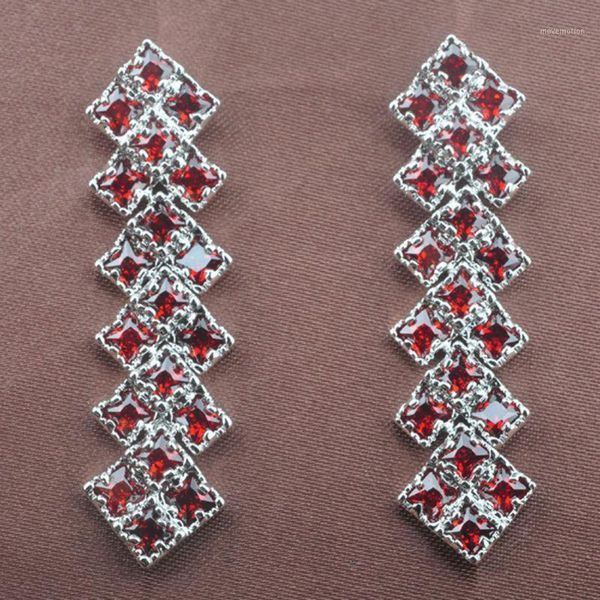 

red stone cubic zirconia for women drop earrings jewelry ls0131, Silver