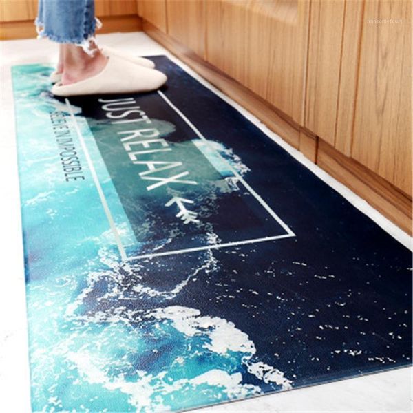 

modern european pu leather oil - proof kitchen floor mat and household strip mat1