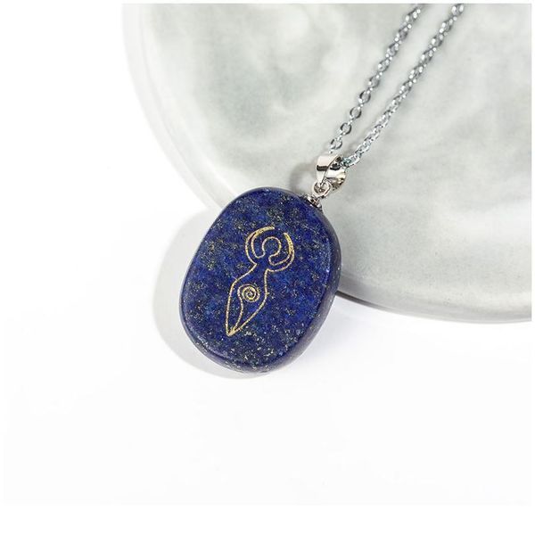 

classic natural stones carving chakra pendant reiki healing yoga energy meditation goddess quartz crystal pendant jllkwn, Black