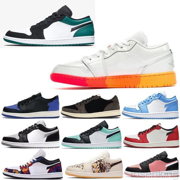 

2021 jumman 1 low reverse bred men basketballs shoes pine green court purple gym red white retroes 1s game royal women skateboard kj5c, Black