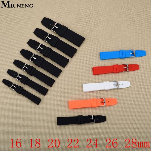 

black men's rubber strap, 16mm 18mm 20mm 22mm 24mm 26mm 28mm waterproof sile pin buckle watchbands, watches accessories wmtosw, Black;brown