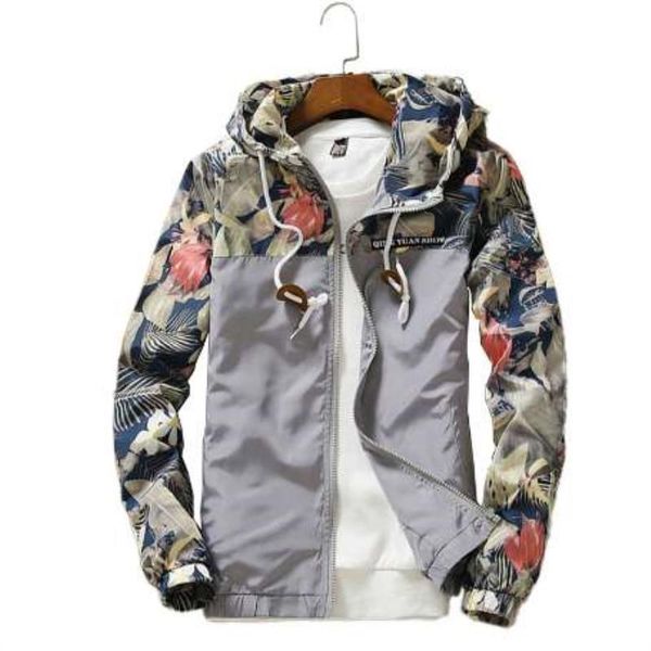 

sleeve jacket 2018 floral autumn hooded jackets slim drop trendy coat homme mens windbreaker long shipping clothing fit brand tlvhn, Black