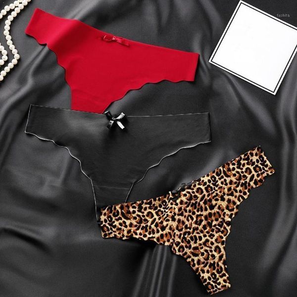 

leopard string underwear for women ice silk soft t-back female low-rise seamless g thong panties lingerie string brief t9v21, Black;pink