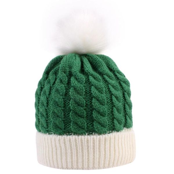 2020 infantil crianças bebê christmas pompom beanie chapéu chunky cable malha cuffed crânio tampa