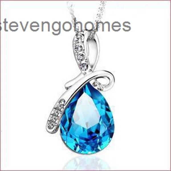 

tears and korean fashion accessories angel's c125 japanese drop crystal pendant necklace chain, Silver