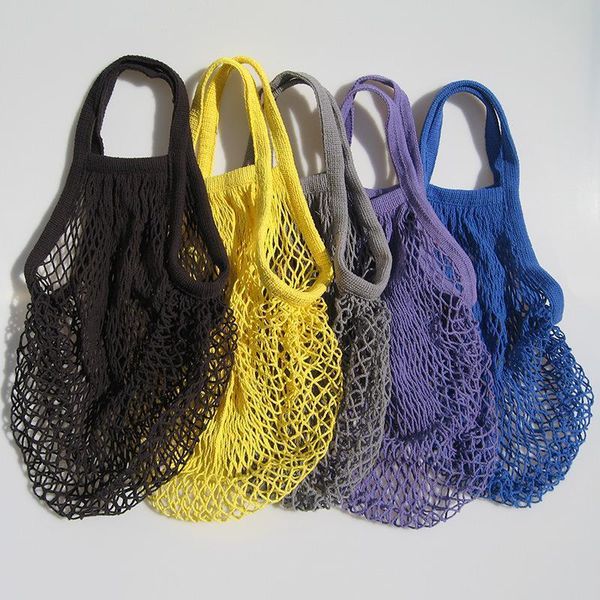 

grocery reusable shopper tote fishing large size mesh net woven cotton portable shopping bags home storage bag dhc3595