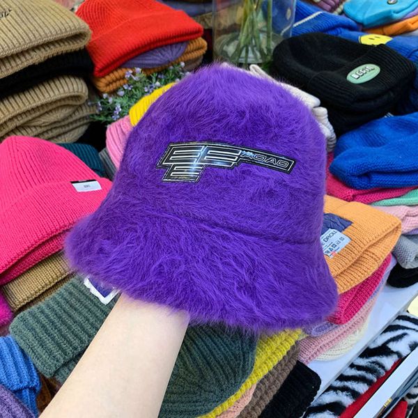 

plush rabbit net red fisherman's hat, Blue;gray