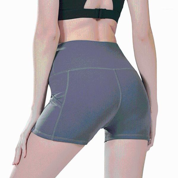 

yoga outfits high waist athletic shorts for women solid color with pocket sport workout fitness clothing quick drying gym short big size1, White;red