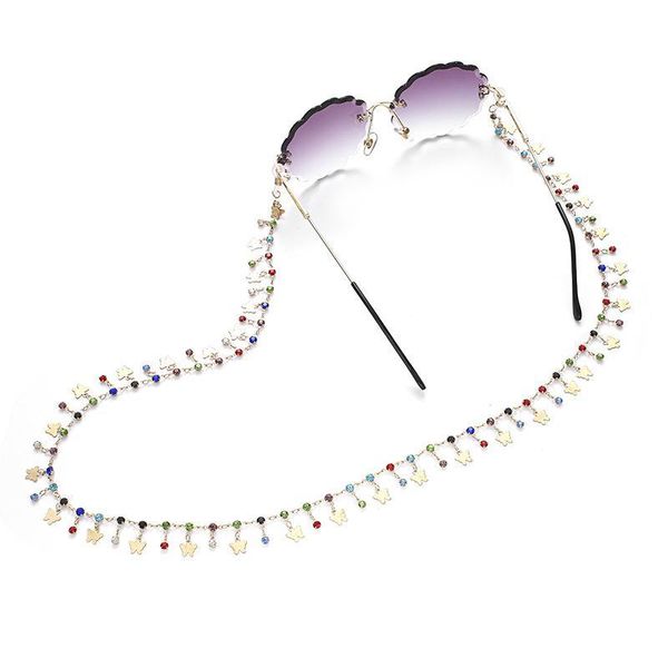 

2020 luxury colorful crystals butterfly charm eyeglasses chain gold color sunglasses accessories halter glasses cord lanyard h bbyphd