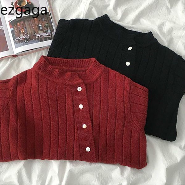 

ezgaga ladies solid vintage cardigan sweater korean fashion women loose o-neck long sleeve casual 2020 autumn elegant1, White