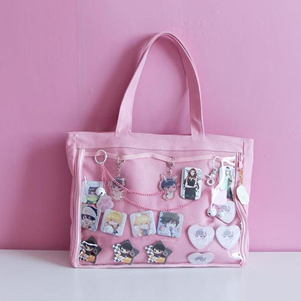 

bag wego kawaii shoulder transparent canvas window lolita bag handbag ita itabag lovely color candy japanese xtfno