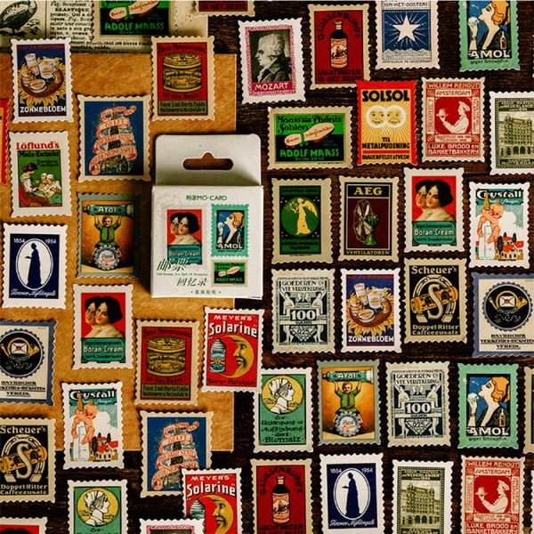 

46 шт. коробка золотая штамповка старинные штамп наклейка воспоминания путешествия творческие наклейки журнал украшения канцелярские наклейк