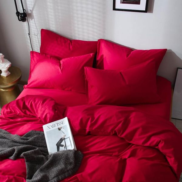 

bedding sets solid color double-fight four-piece set scrub aloe vera cotton can be customized simple home textile bedroom quilt