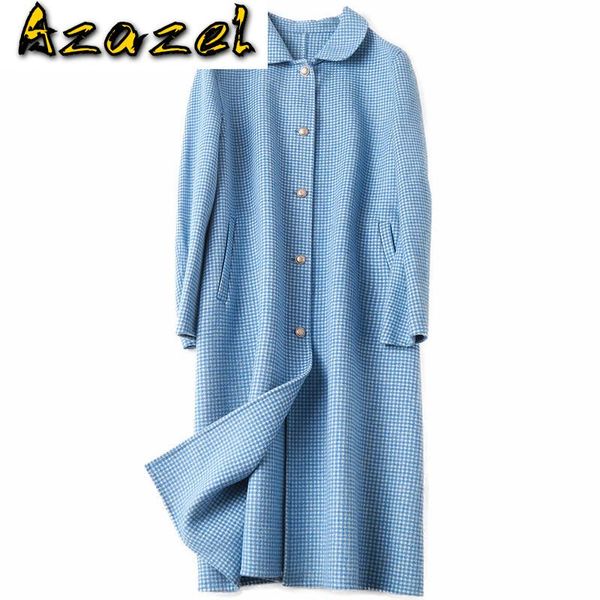 

korean vintage long 100% wool coat female spring autumn jacket women clothes 2020 outwear office lady coats abrigos mujer zt2383, Black