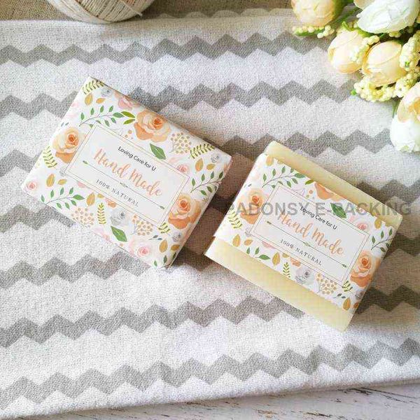 Laranja Creme Rosa Impresso Sabonete Embalagem De Papel Embalagem Para Sabão Handmade Pure-Process Sabão Soap Seling Strip H1231