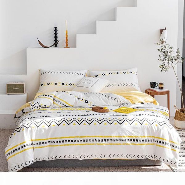 

постельное белье хлопок желтого цвета полосатого комплект постельных принадлежностей single  king пододеяльник монтажна простыня и наво