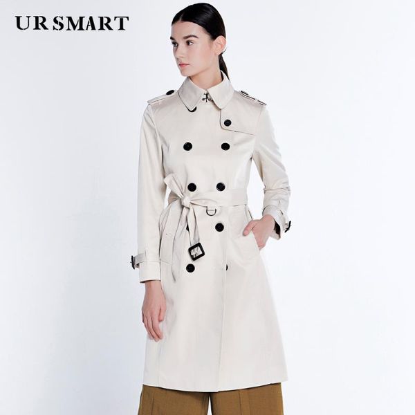 

women's trench coats ursmart long windbreaker female double-breasted split ms rice white coat dust british fashion big yards, Tan;black