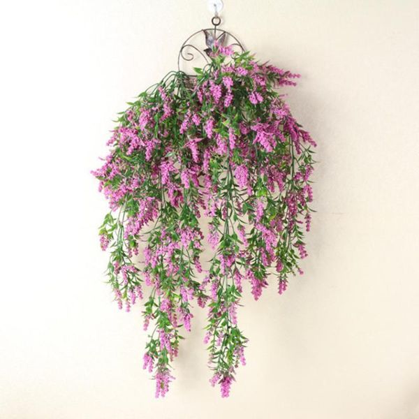 

artificial wall hanging plant artificial pine lavender home decor balcony decoration flower basket accessories real touch1