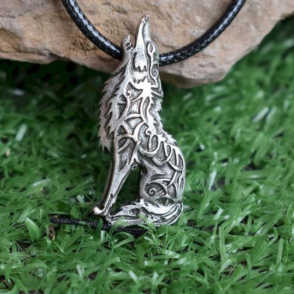 

sanlan 12pcs norse pagan wicca viking wolf necklace1, Silver