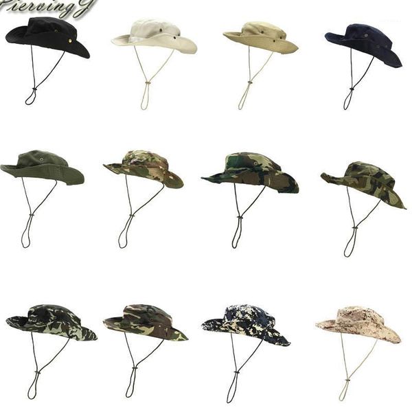 Cloches Sun Hat Panama Bucket Clapess Hathablese Boonie MultiCam Непальская камуфляжные шляпы на открытом воздухе рыбалка с широкой коренной шляпой1