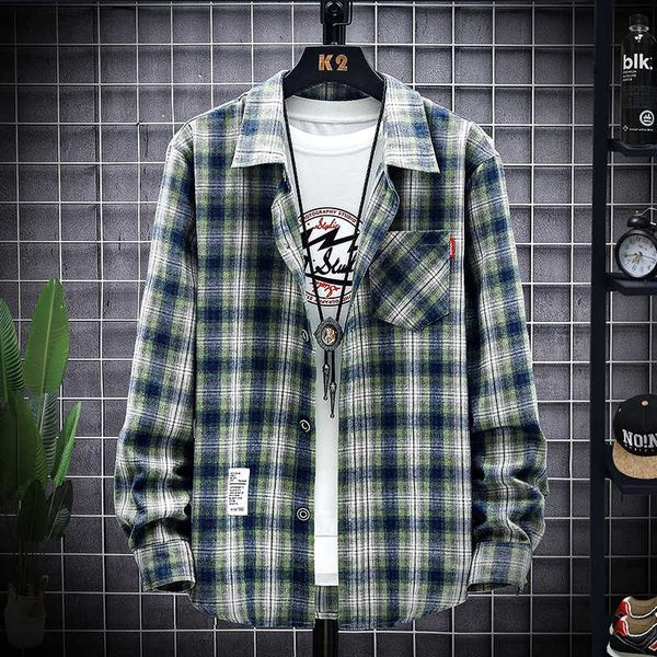 

spring and autumn casual plaid shirt men's long sleeve korean fashion handsome clothing thin style outer inch jacket, White;black