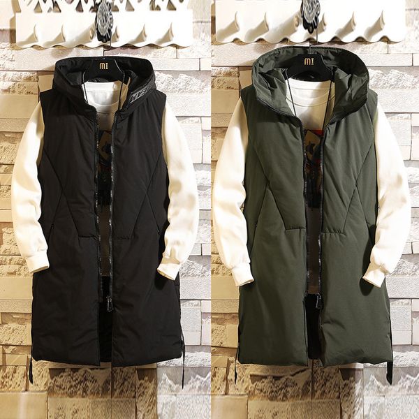 

autumn and winter men's 2019 new youth down cotton jacket korean trend thickened hooded vest, Black;white