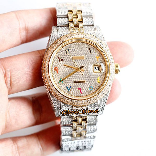 

luxury full 126333 126334 116244 version arab diamonds dial diamond a3255 automatic steel color 904l watches cal iced out watch gold me gfxr, Slivery;brown