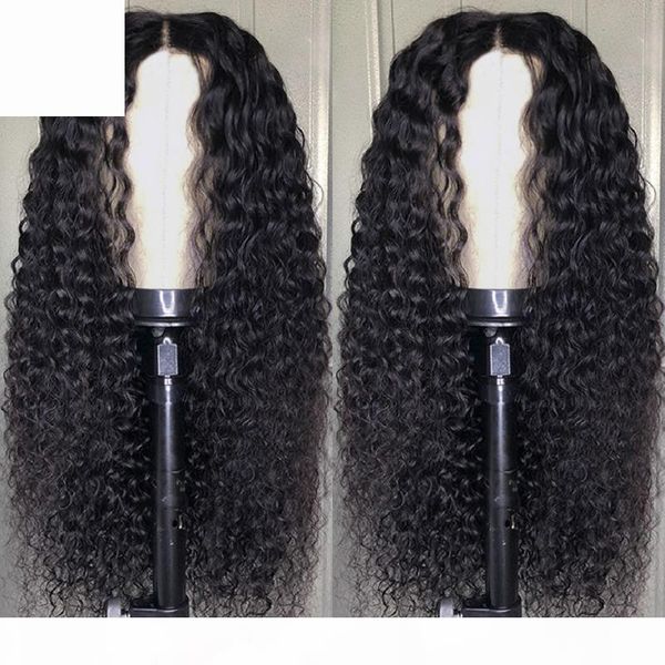 

aircabin deep wave 30 inch lace part wigs for women brazilian remy human hair middle part natural color 150% density wigs, Black;brown