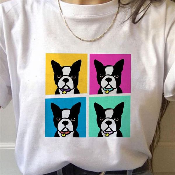 

french bulldog harajuku cute anime t shirt women kawaii funny cartoon graphic t shirt summer casual o neck female tee, White