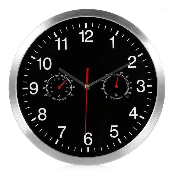 

eleg-3 in 1 silent quartz wall clock quiet movement hygrometer no-ticking home art decor wall clock1