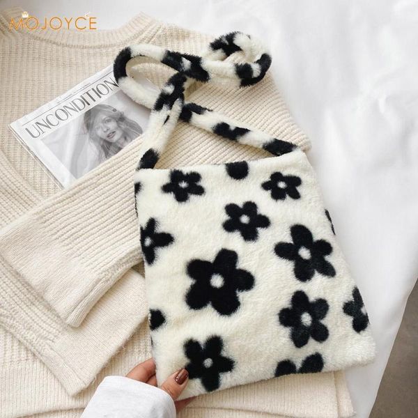

fluffy plush shoulder crossbody bag female street satchel large capacity totes fashion exquisite shopping bag