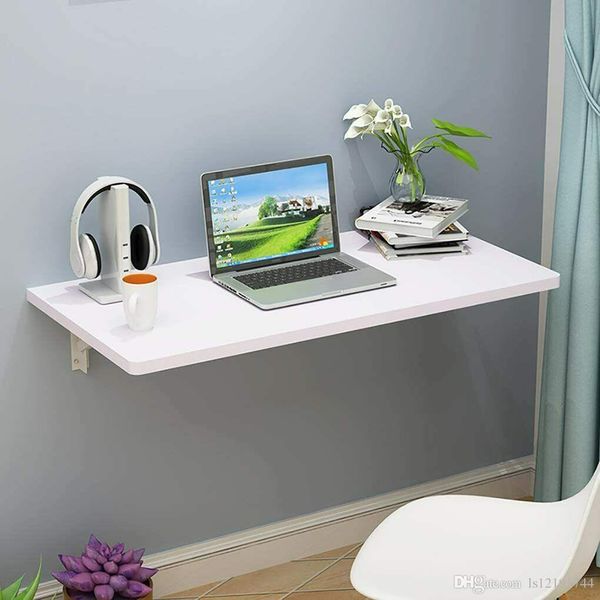 

wall mounted floating folding computer desk pc table space saving home furniture