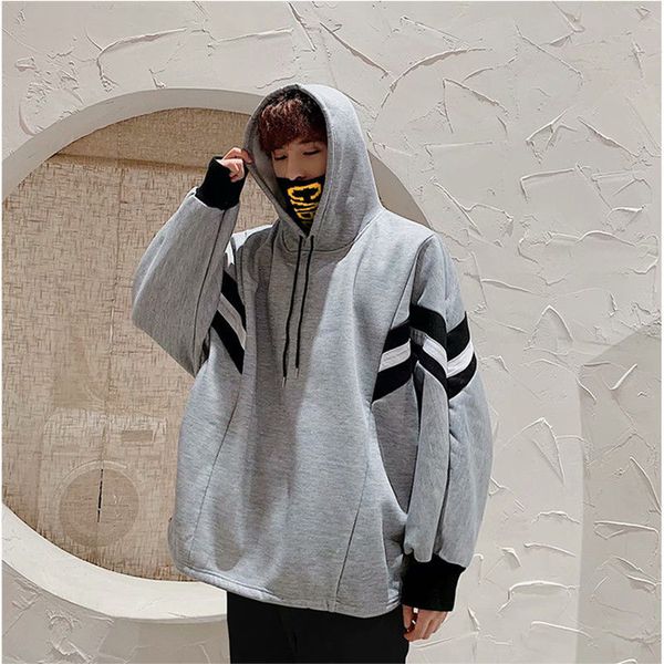 

2021 autumn winter tall gray hood male stuffed shirt with curly hair fashionable bdqx, Black