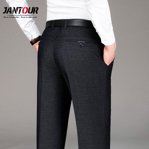 

autumn winter business loose straight pants for men cotton formal classic office suit trousers big size 28-40 42, Black